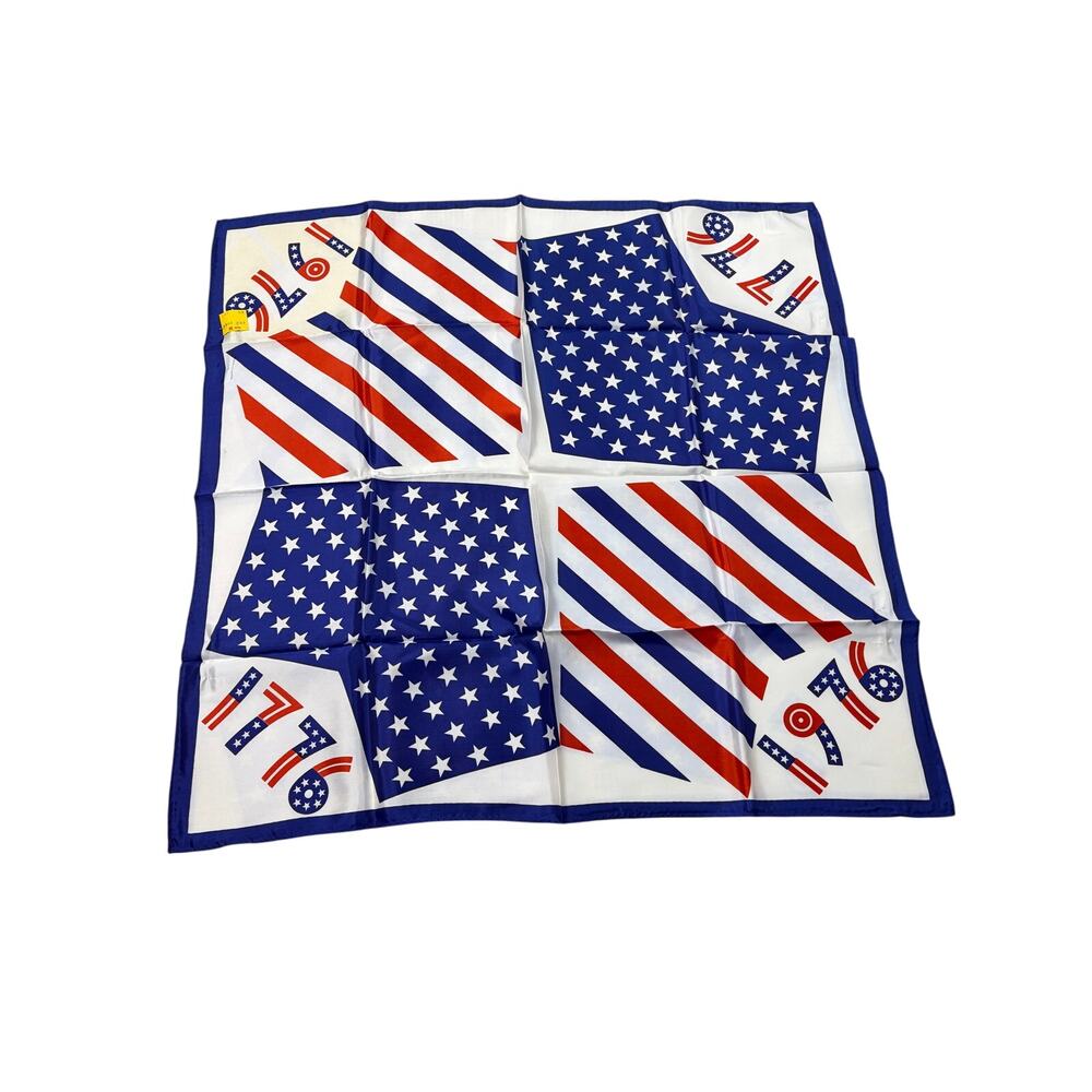 VTG NWT 1976 bicentennial scarf. Patriotic. 26" square. discolored front panel